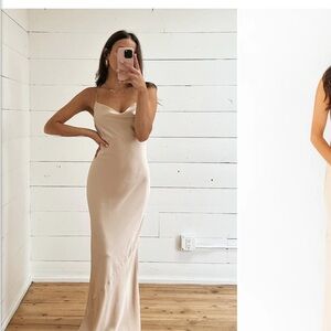 Show Me Your MuMu Champagne Cowl Neck Maxi Slip Dress